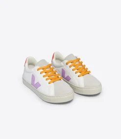 ESPLAR LACES LEATHER WHITE ORCHID ORANGE FLUO<VEJA Hot