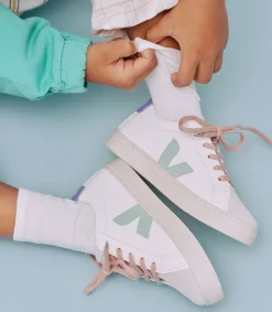 ESPLAR LACES LEATHER WHITE MATCHA LAVANDE<VEJA Shop