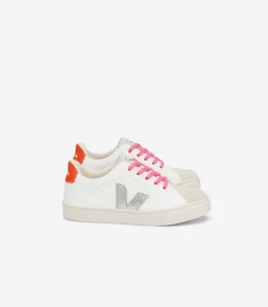 ESPLAR LACES LEATHER WHITE SILVER ORANGE FLUO<VEJA Shop