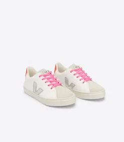 ESPLAR LACES LEATHER WHITE SILVER ORANGE FLUO<VEJA Shop