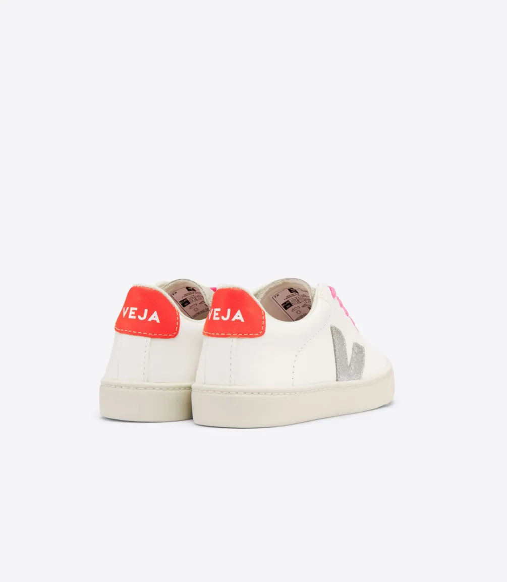 ESPLAR LACES LEATHER WHITE SILVER ORANGE FLUO<VEJA Shop