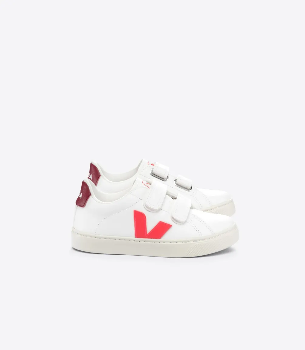 ESPLAR LEATHER WHITE ROSE FLUO MARSALA<VEJA Clearance