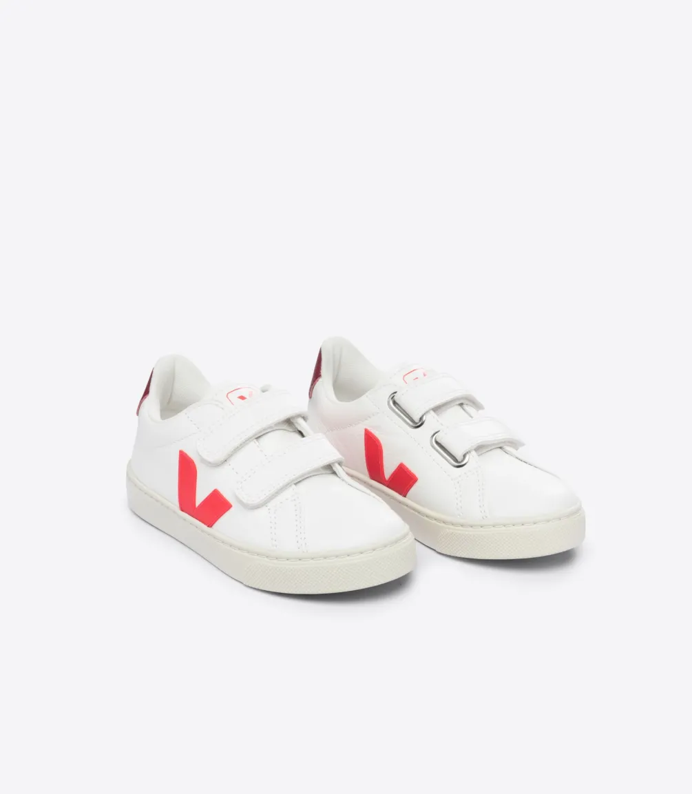 ESPLAR LEATHER WHITE ROSE FLUO MARSALA<VEJA Clearance
