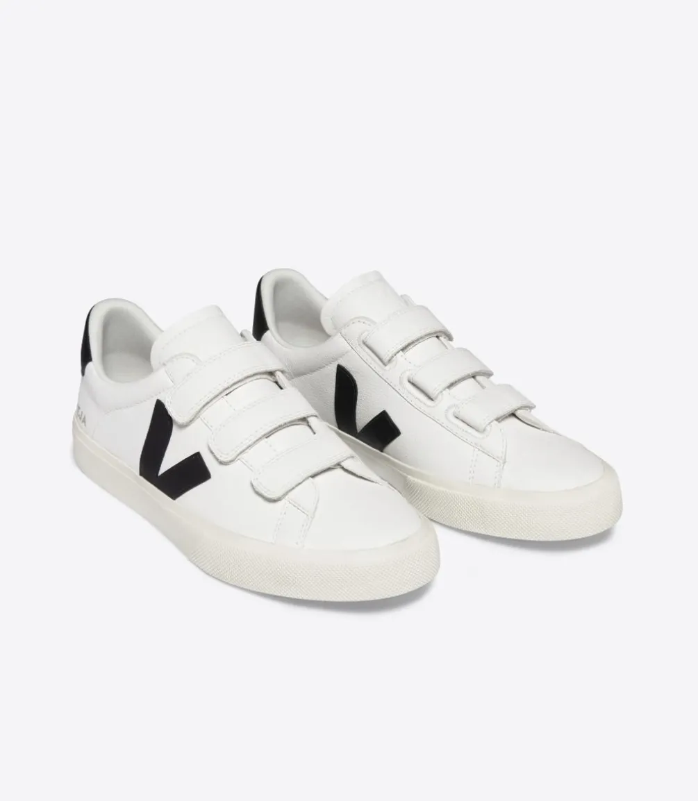 RECIFE LEATHER WHITE BLACK<VEJA Clearance