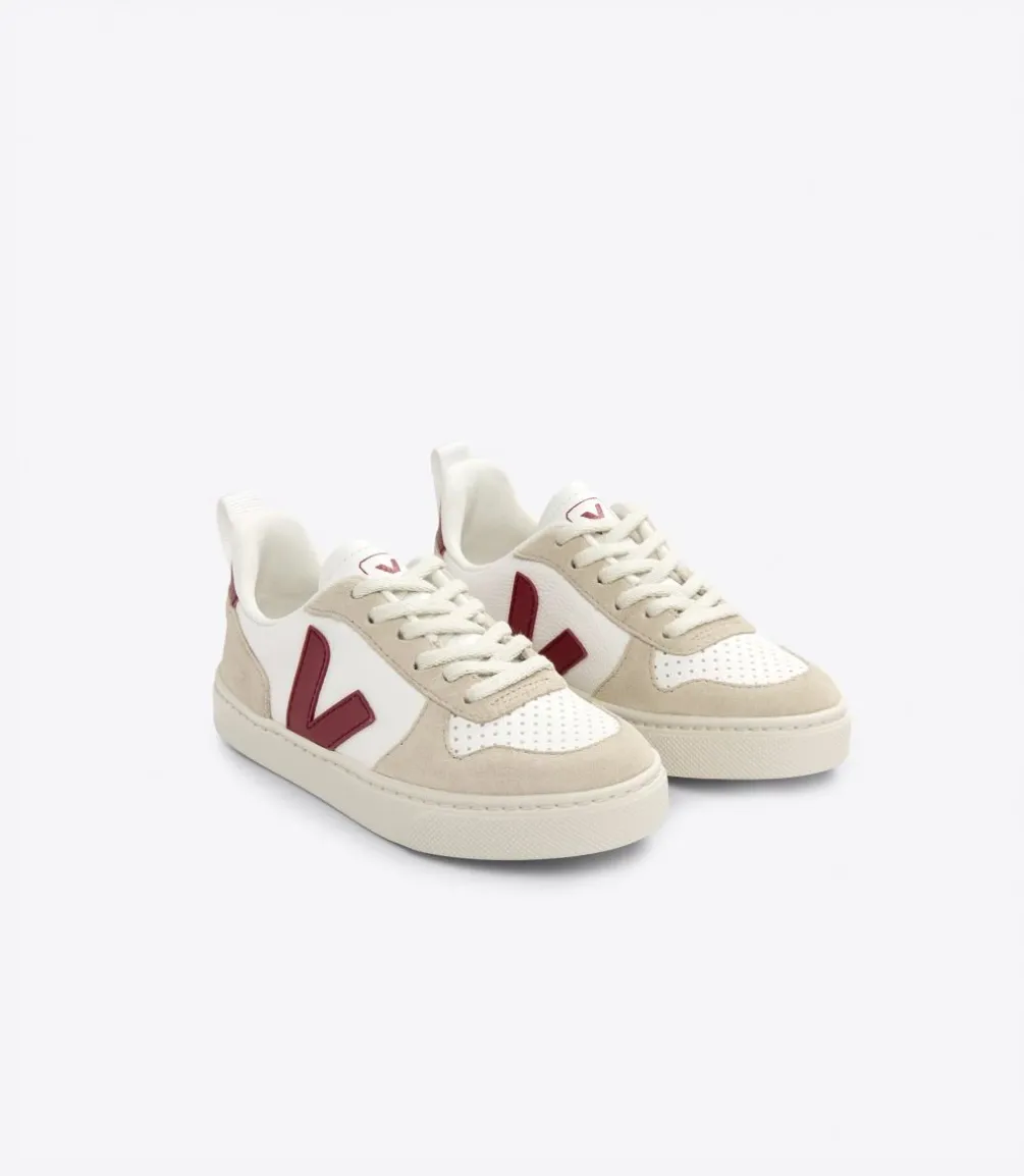 V-10 LACES LEATHER WHITE MARSALA ALMOND<VEJA Hot