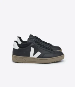 V-12 LEATHER BLACK WHITE DUNE<VEJA Online