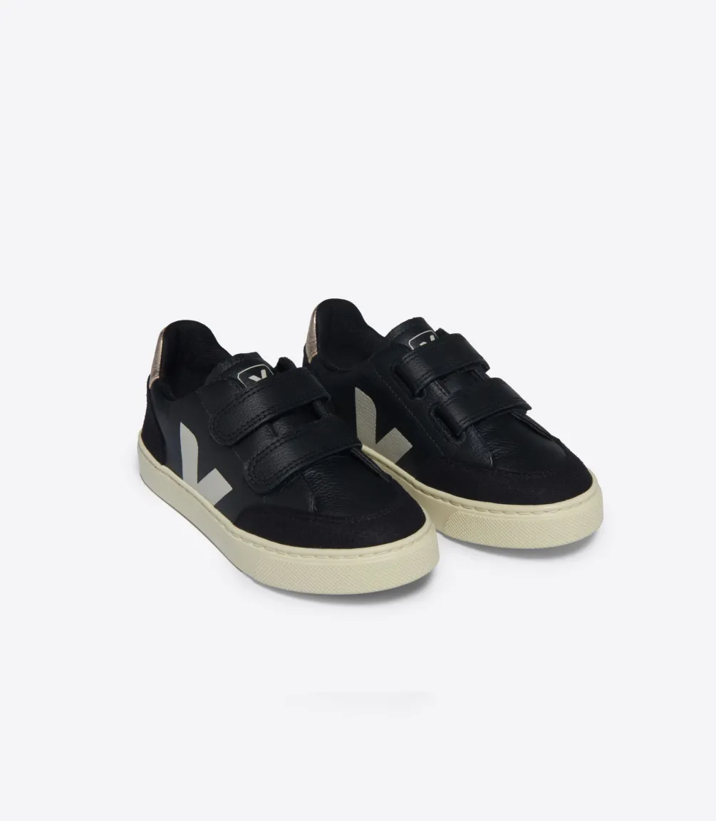 V-12 LEATHER BLACK WHITE PLATINE<VEJA Fashion
