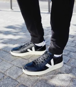 V-10 LEATHER BLACK WHITE WHITE SOLE<VEJA New