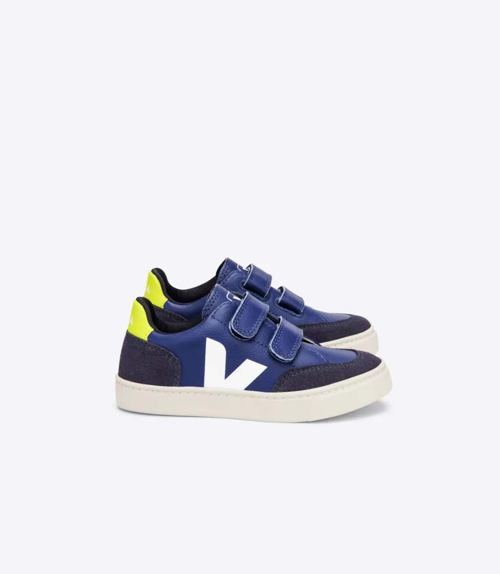 V-12 LEATHER COBALT WHITE JAUNE FLUO<VEJA Sale