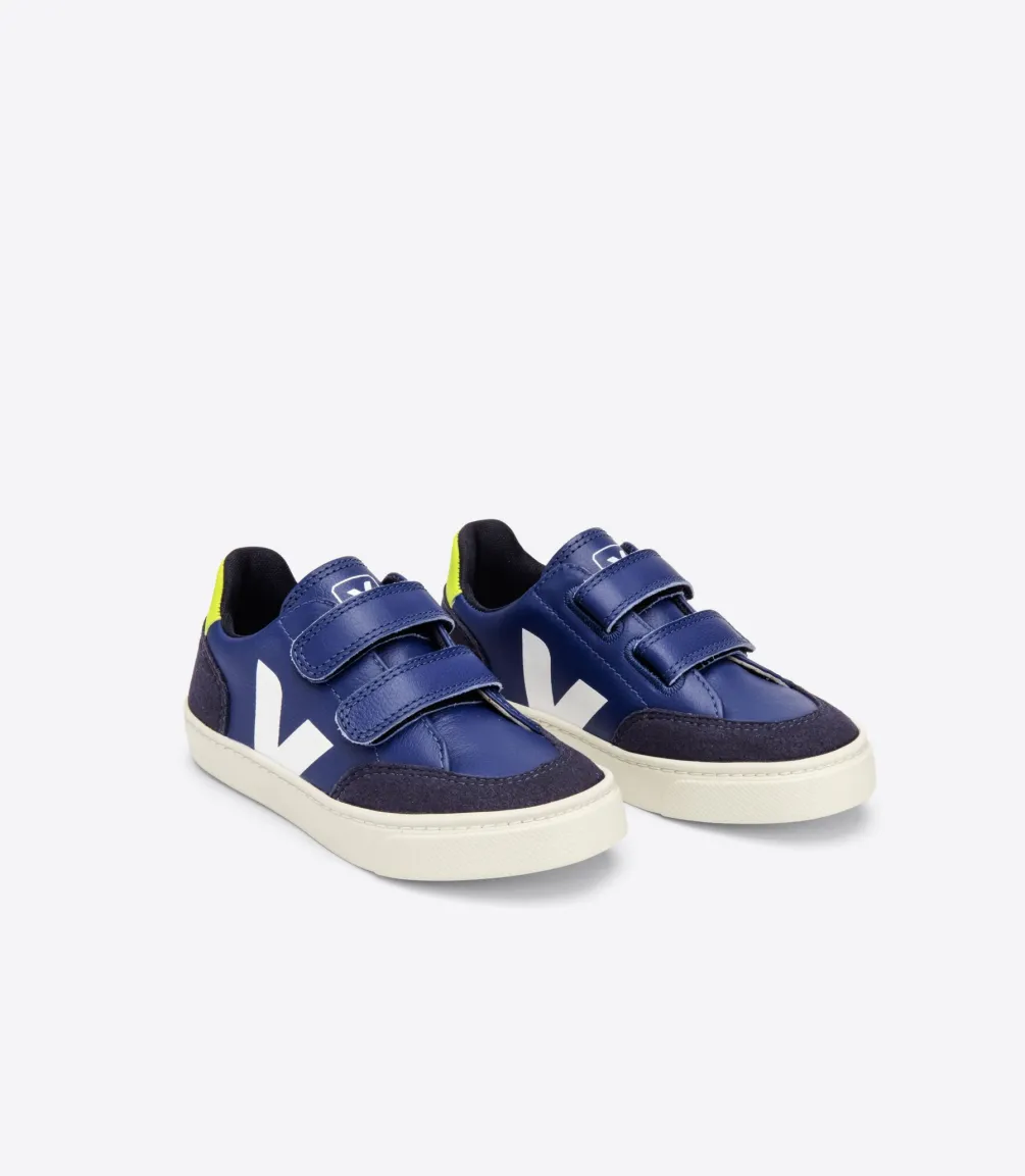 V-12 LEATHER COBALT WHITE JAUNE FLUO<VEJA Sale