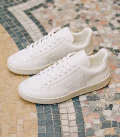 V-12 LEATHER WHITE<VEJA Outlet
