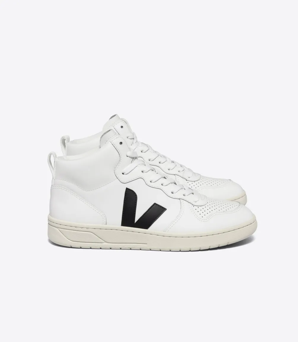 V-15 LEATHER WHITE BLACK<VEJA Discount