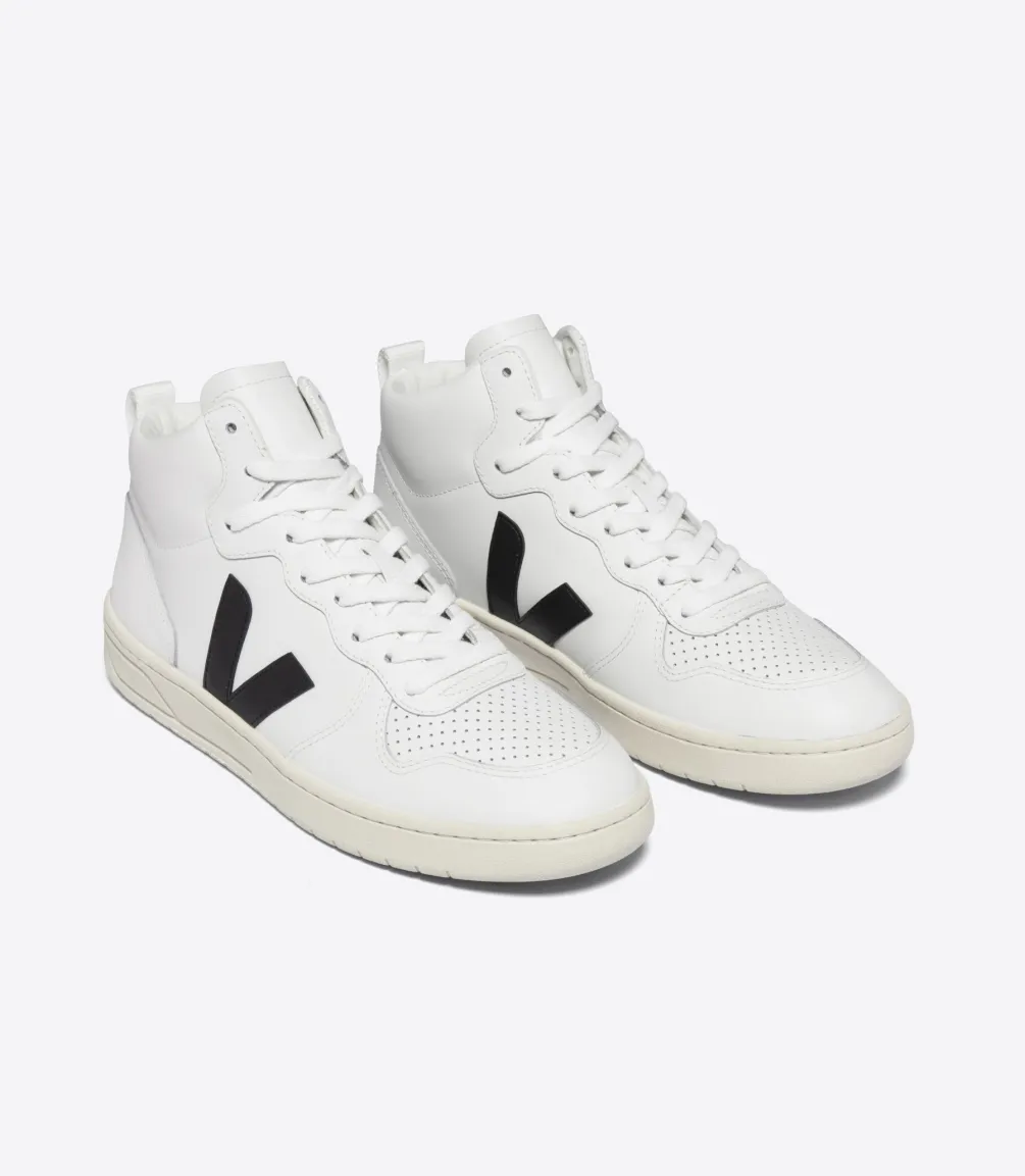 V-15 LEATHER WHITE BLACK<VEJA Discount