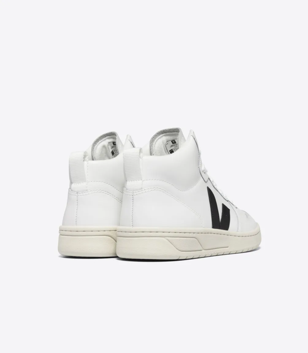 V-15 LEATHER WHITE BLACK<VEJA Discount