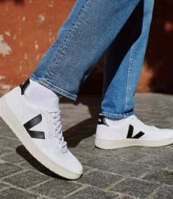 V-10 LEATHER WHITE BLACK<VEJA Flash Sale