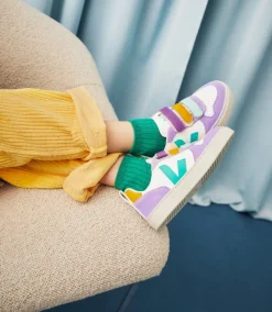 V-10 LEATHER WHITE MULTICO FRESHMINT<VEJA Clearance