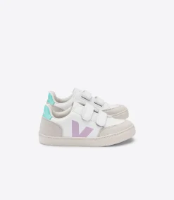 V-12 LEATHER WHITE PARME TURQUOISE<VEJA Hot
