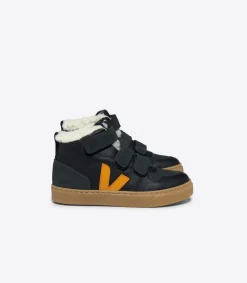 V-10 MID FURED LEATHER BLACK OURO GRAFITE<VEJA Discount