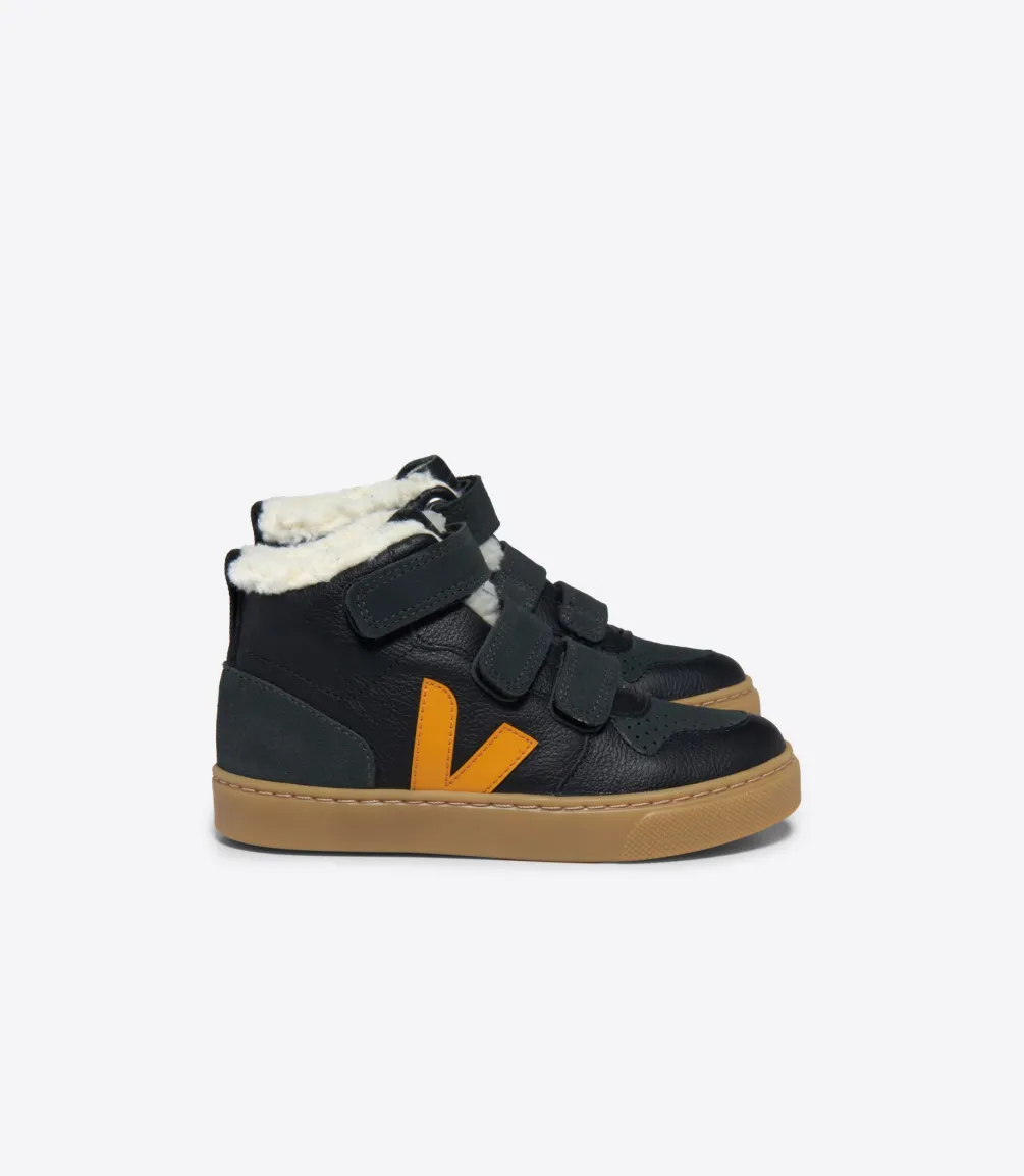 V-10 MID FURED LEATHER BLACK OURO GRAFITE<VEJA Discount