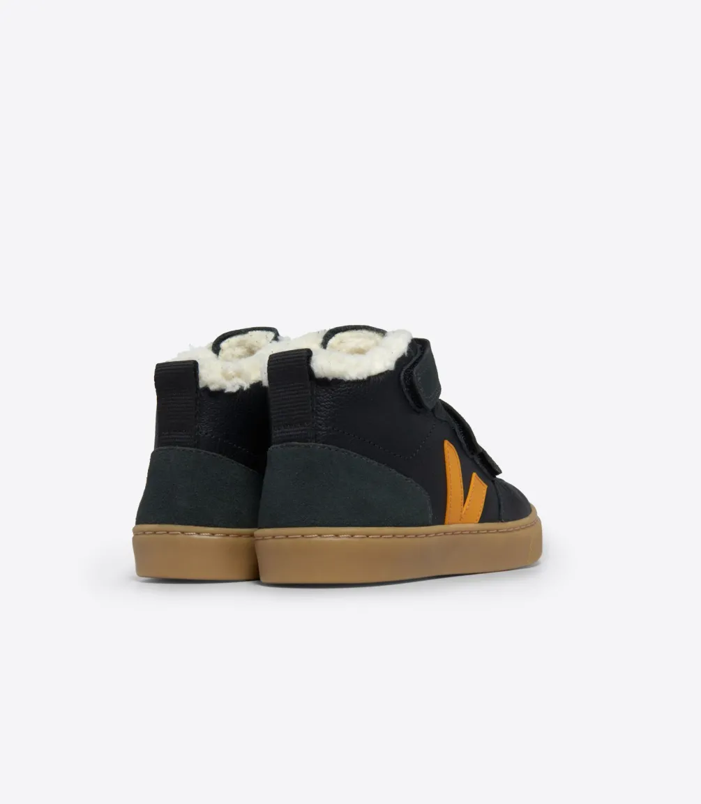 V-10 MID FURED LEATHER BLACK OURO GRAFITE<VEJA Discount